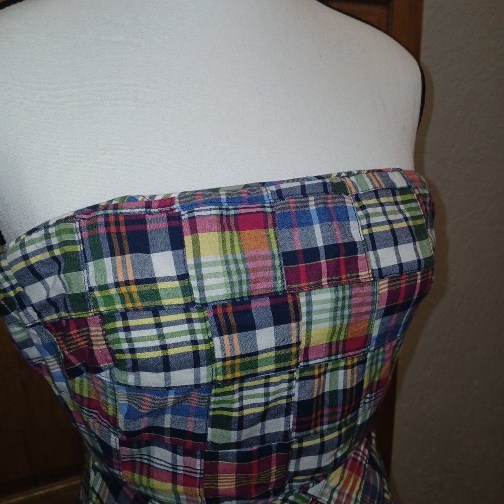 J.Crew Strapless Patchwork Madras Plaid Dress – Size 4 - Picture 3 of 7